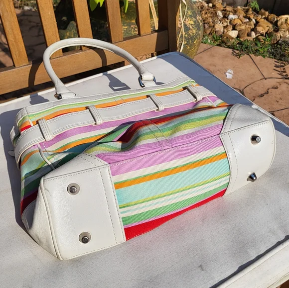 Y2K Coach F10704 Hamptons Stripe Satchel Bag - Picture 6 of 9